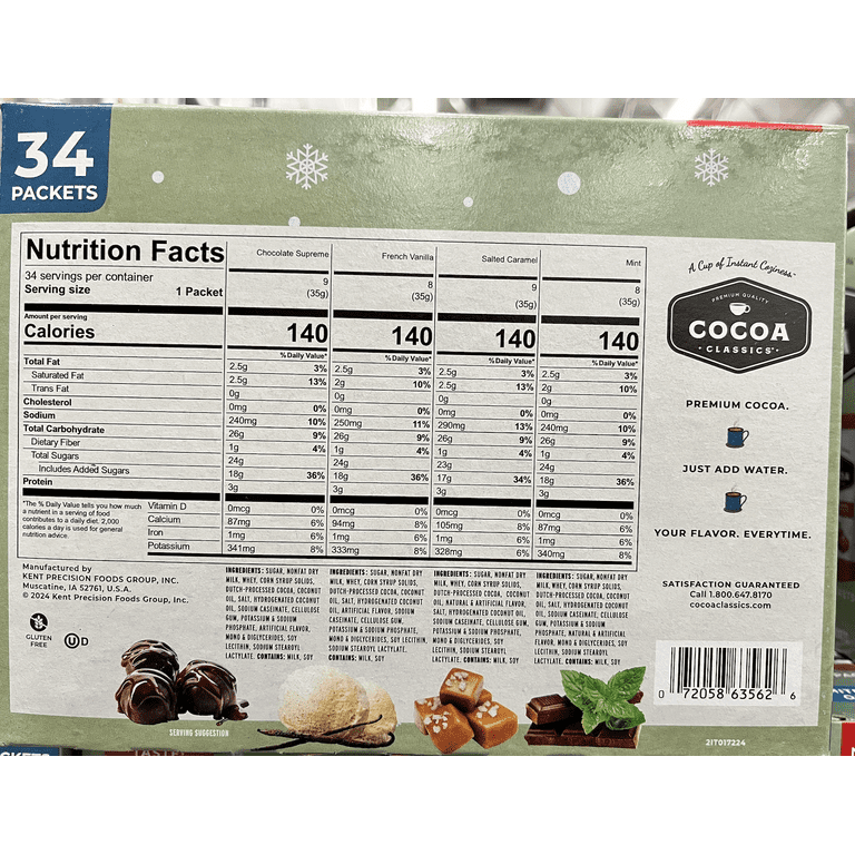 Cocoa Classics Hot Chocolate Mix, 34 Count Variety Pack, Flavored