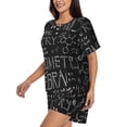 thumbnail image 2 of Bixox Women's Black Scientific Printed Pajama Set 2 Piece Lounge Set Top and Shorts Soft Pajamas, Shorts with Pockets, 2 of 7