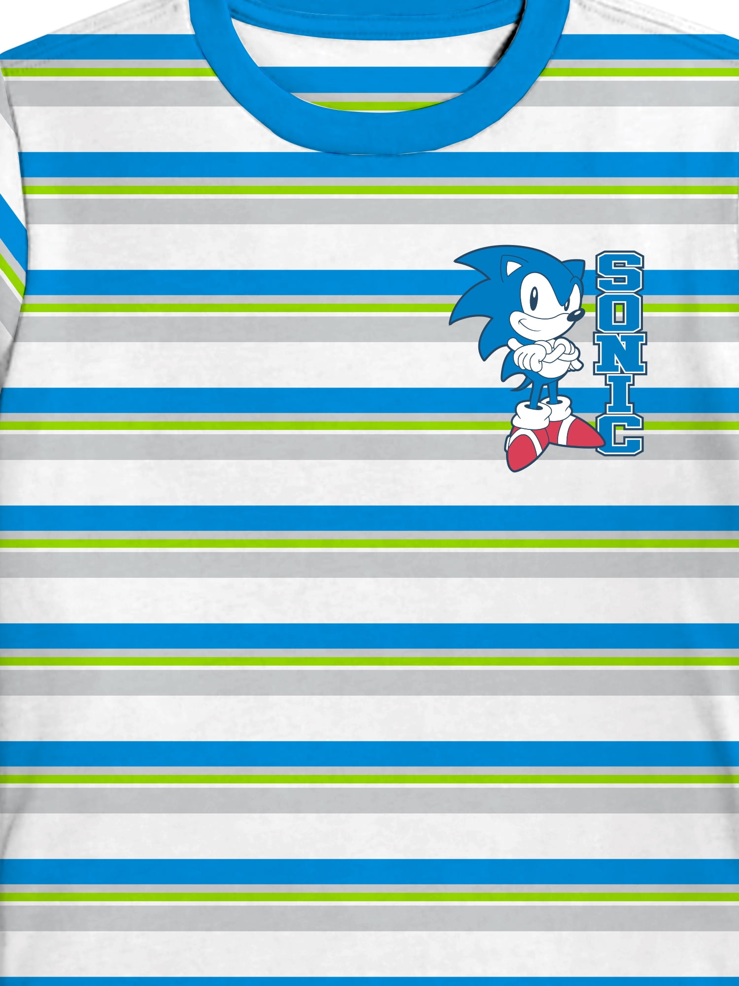 Sonic Classic, Boys Graphic Crew Neck Short Sleeve Embroidered Striped Tee, Sizes 4-18