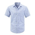 thumbnail image 7 of Men's Casual Button Down Short Sleeve Shirt T-Shirt Top Turndown Collar Comfy Loose Fit Solid Color Plain Tee for Daily Work Office Business Casual Outfits | AESTIVO,Blue L, 7 of 7