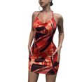 thumbnail image 2 of Qarigey Vestido de verano con cuello en V para mujer, vestidos con hombros descubiertos estampados para niñas, regalo de cumpleaños Vestidos S Qarigey AP011361-01, 2 of 6