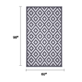 thumbnail image 3 of FH Home Outdoor Rug - Waterproof, Fade Resistant, Crease-Free - Premium Recycled Plastic - Geometric - Patio, Porch, Deck, Balcony - Aztec - Gray & White - 5 x 8 ft, 3 of 9