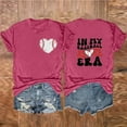 thumbnail image 2 of DeHolifer T Shirt for Women Baseball Mom Letter Printed Short Sleeve Casual Loose Tee Tops Crewneck Summer Fashion T Shirt Hot Pink L, 2 of 3