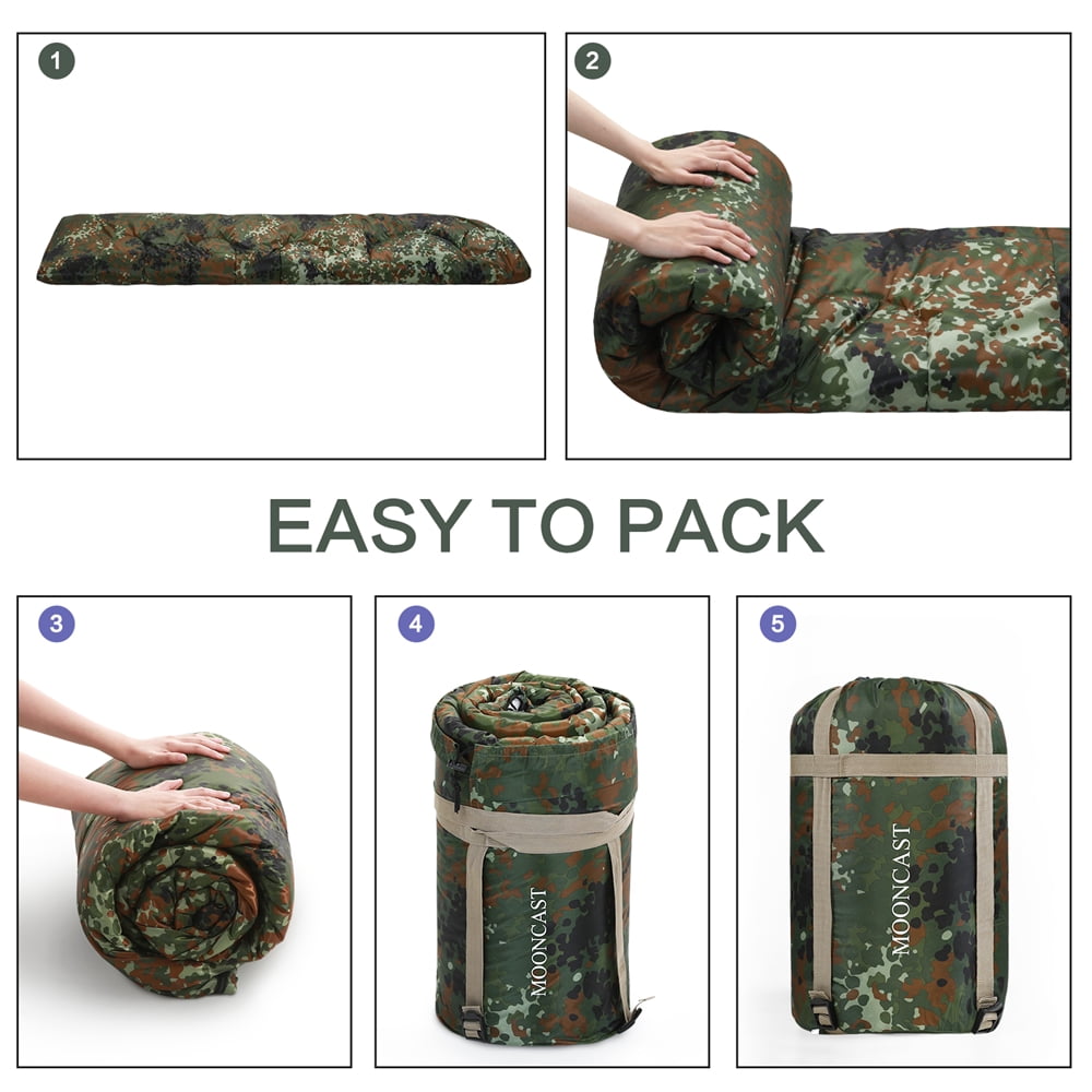 FAIRYLAND Sleeping Bags for Adults Kids with Compression Sack Portable and Lightweight for 3-4 Season Camping, Hiking,Waterproof, Backpacking and Outdoors（Camouflage）