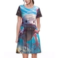 thumbnail image 1 of Balery Cute Underwater Axolotl Vestidos sueltos de manga corta para mujer, vestidos de verano 2025, vestidos casuales de corte A con vuelo., 1 of 6