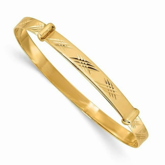 Primal Gold 14 Karat Yellow Gold Diamond-cut Expandable Baby Bangle