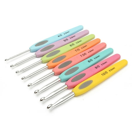 Crochet Collar Knit - Fashion 8pcs Colorful Soft Plastic Handle Aluminum Crochet Hooks Knitting Needles Set Home Decor,Ergonomic Handles For Extreme Comfort