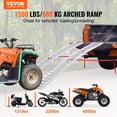 thumbnail image 2 of VEVOR Aluminum Ramps, 1500 lbs Folding Loading Ramps for Pickup Trucks Bed, Trailers Ramp with Load Straps for Dirt Bike, UTV, ATV, Trucks, Lawn Mowers, Snowblower, Cargo Trailer, 89"L x 12"W, 2 Pcs, 2 of 9