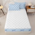 thumbnail image 4 of Homewish Dreamy Princess Style Zipper Twin Comforter Sets with Fitted Sheet and 2 Pillowcases,Blue Cute Bow Tie Zipper Bedding Set For Bowknot Lovers,Reversible,4-Piece, 4 of 7
