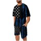 thumbnail image 1 of Mens Pantalones Casuales Cuello Redondo Impresión de Manga Corta Blusa Y Pantalones Cortos Traje, Pantalones de Traje para Hombres, 1 of 7