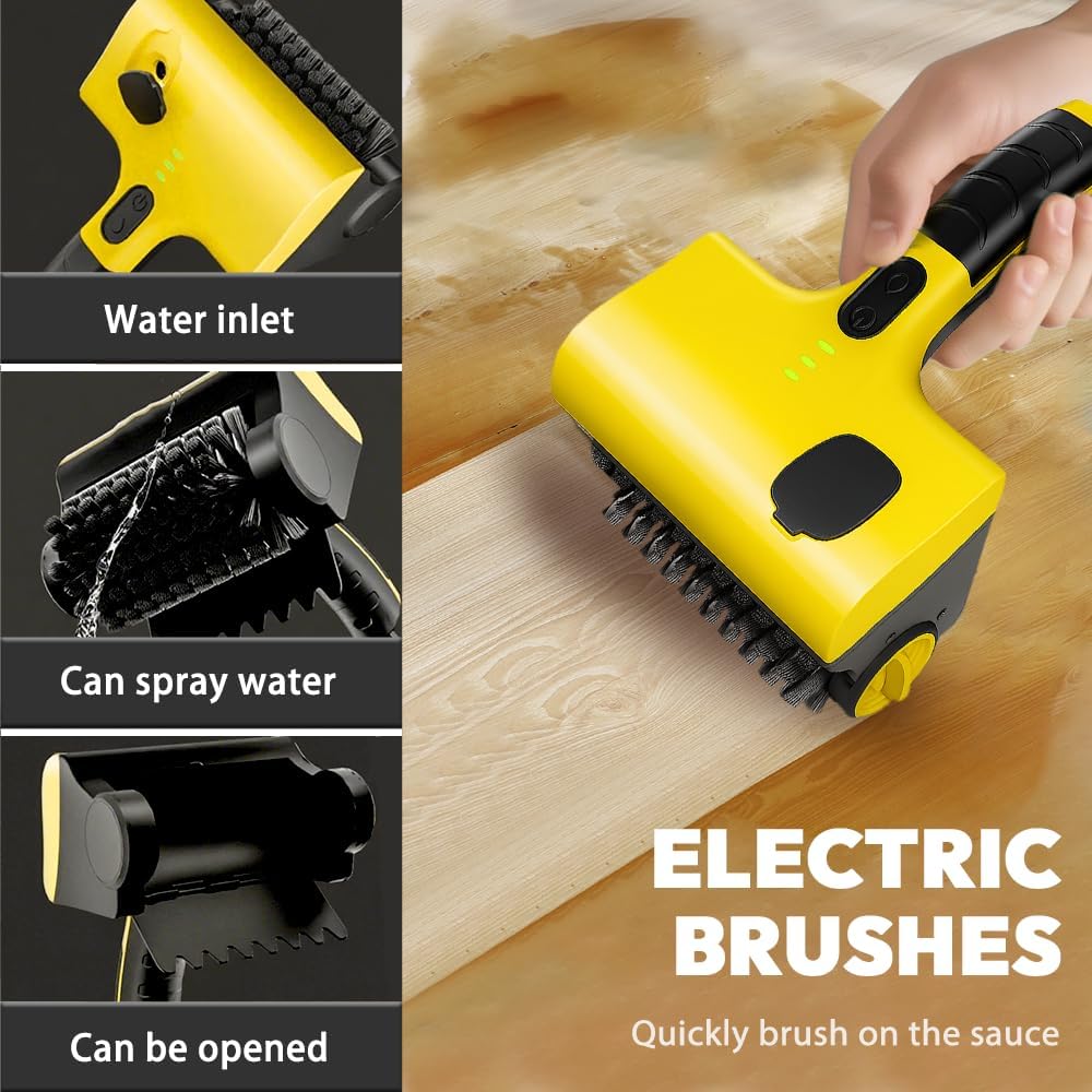 Outdoor Electric BBQ Brush, 360° Rotating Grill Cleaner, 7.4V Dual-Speed Power Control, Rechargeable, Includes 2 Brush Heads