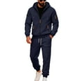 thumbnail image 3 of MLQIDK Mens 2 Piece Sweatsuits Big and Tall Workout Gym Athletic Jogging Sweat Suits Tracksuits Sport Fleece Hoodie and Cargo Sweatpants Jogging Sweat Suits Winter Lounge Outfit Black 2XL, 3 of 7