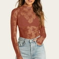 thumbnail image 2 of Womens Long Sleeve Lace T Shirts Basic Casual Fitted Top Fall Fashion Tees, 2 of 4