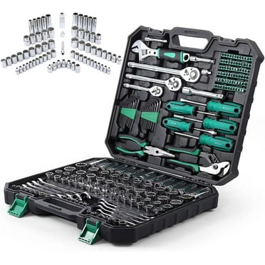 213-Piece Tool Set, Cr-V Steel Mechanic Tool Set, Professional Home Use, Auto Repair Wrench Tool Set, SAE/Metric, DIY Hand Tool Set with Storage Box