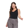 thumbnail image 3 of Women's V-Neck Basic Tank Top Bodysuit, Black, Plus Size, 1pc., 3 of 4