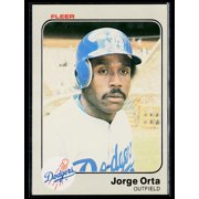 1983 Fleer Jorge Orta #215 Los Angeles Dodgers Baseball Card Los Angeles Dodgers MLB Baseball Trading Card