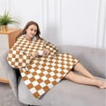 thumbnail image 5 of Oversized Wearable Blanket Hoodie,Orange and White Checkerboard Pattern Sherpa Blanket Hoodie with Super Pockets,Super Warm Fuzzy Pullover for Women & Men, 5 of 6