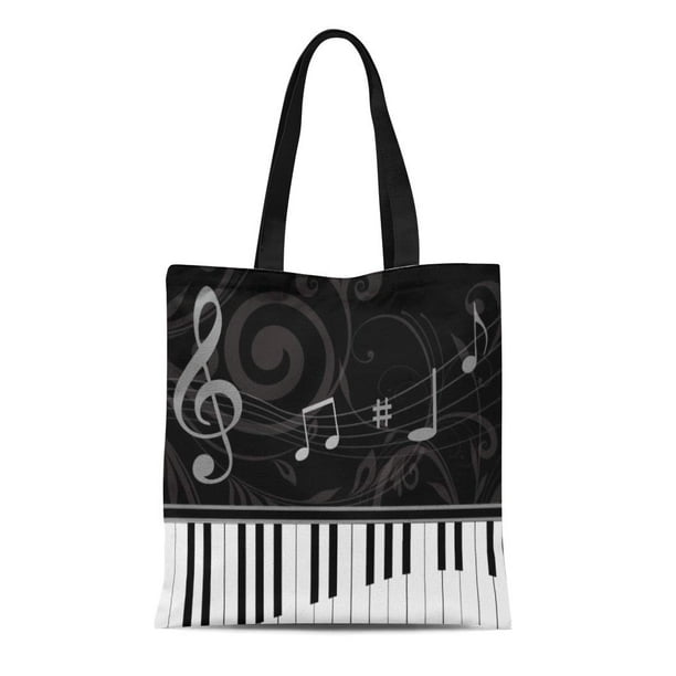 SIDONKU Canvas Tote Bag Music Piano and Musical Notes Musician Keyboard