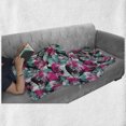 thumbnail image 6 of Grunge Soft Flannel Fleece Blanket, Abstract Leaves with Various Designs Nature Ornamental Blossoming Earth, Cozy Plush for Indoor and Outdoor Use, 50" x 70", Hot Pink Seafoam Black, by Ambesonne, 6 of 6