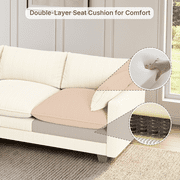 Cloud Like Modular Sectional Sofa with Movable Ottoman, Deep Seating with Lumbar Support, Machine-Washable Corduroy Cover - Beige