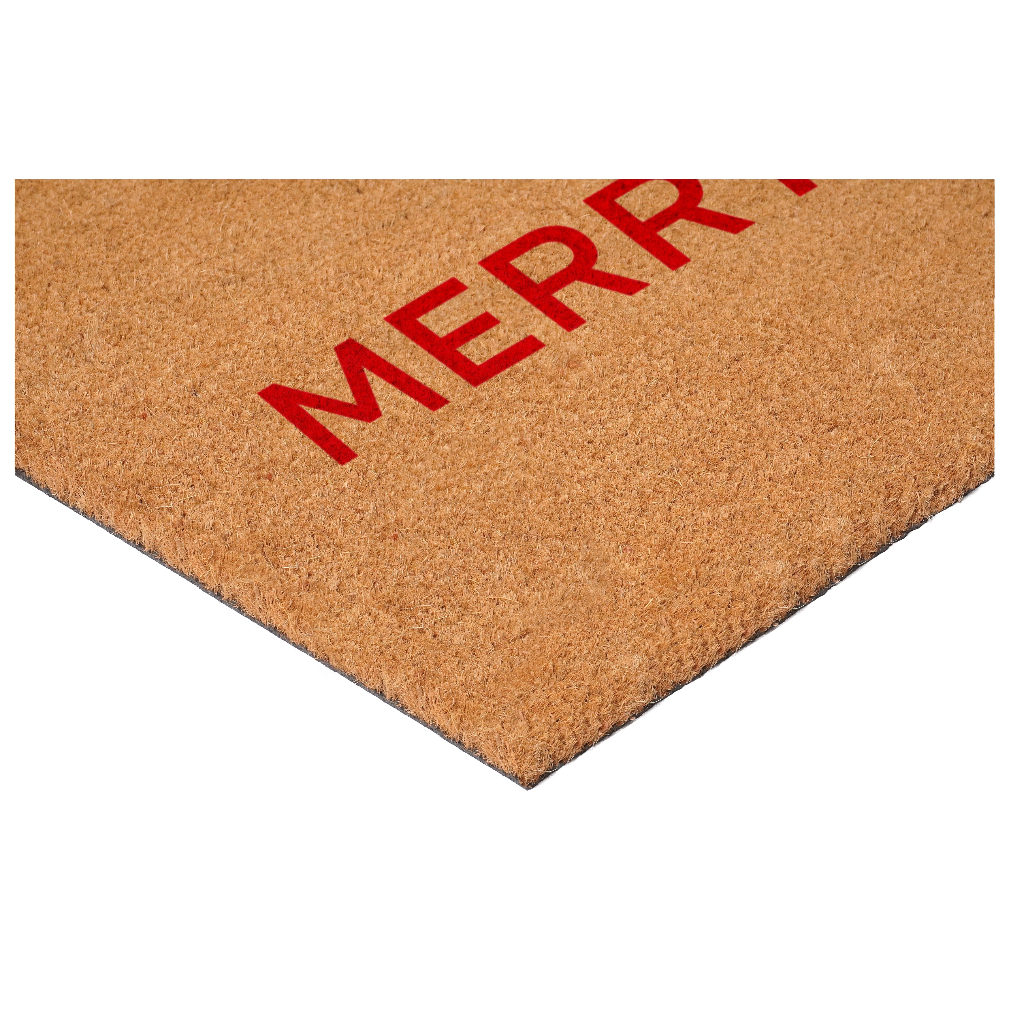Red Ultra Modern Merry & Bright Doormat 17" x 29"
