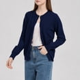 thumbnail image 5 of Lightweight Sweater Cardigan for Women Knitted Crew Neck Long Sleeve Button Down Coat Trendy Casual Comfy Clothes (M, Navy), 5 of 7