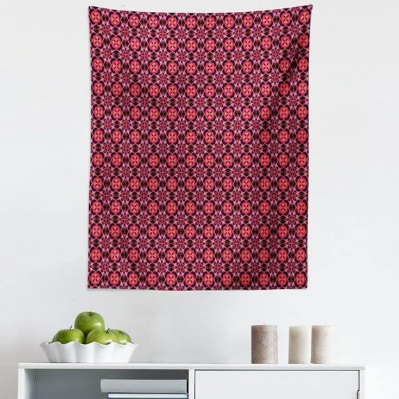 Psychedelic Tapestry, Retro Art Design Inspired Geometric Shapes Psychedelic Illustration Print, Fabric Wall Hanging Decor for Bedroom Living Room Dorm, 5 Sizes, Multicolor, by Ambesonne