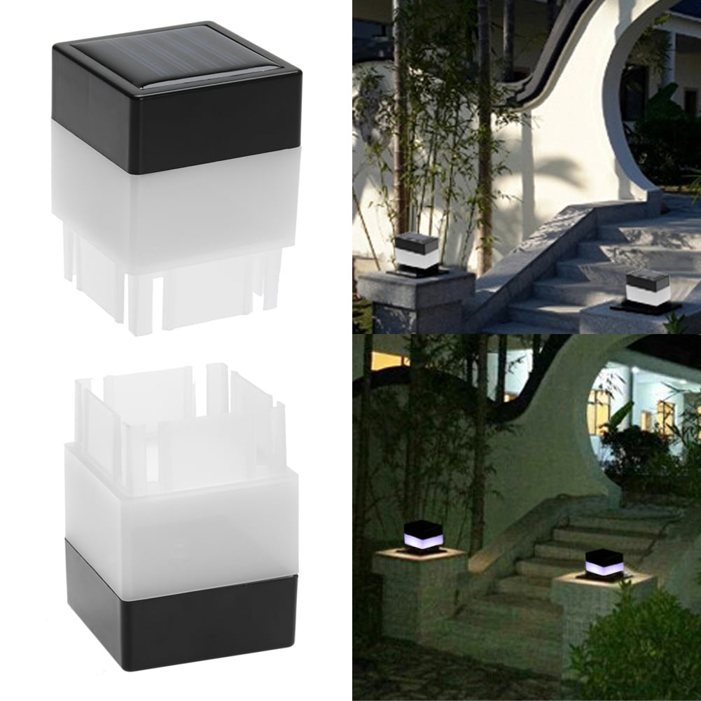 Outdoor LED Solar Post Headlamp Waterproof Fence Lamp Security Garden Lantern UK