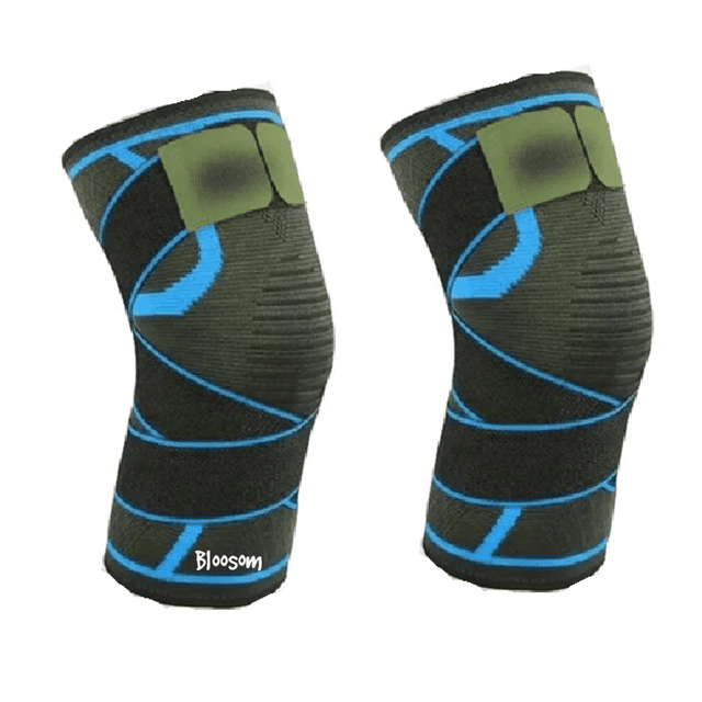 Par Rodilleras Bloosom Elásticas Deportivas Compresion Para Gym Azul Claro L