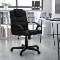 BizChair Mid-Back Black LeatherSoft Ripple and Accent Stitch Upholstered Swivel Task Office Chair with Arms