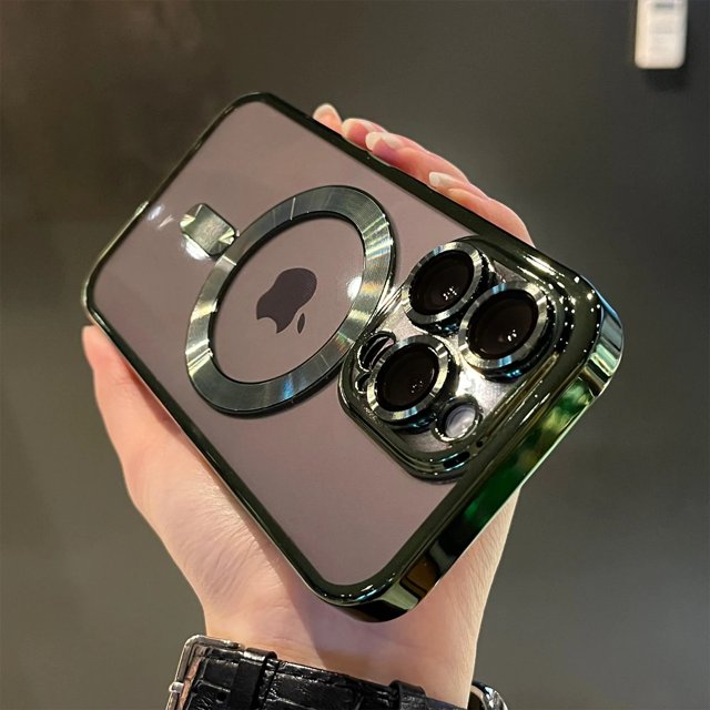 Luxury Plating For Magsafe Wireless Charge Case For iPhone 15 14 13 Pro Max Plus Clear Soft Magnetic Silicon Cover