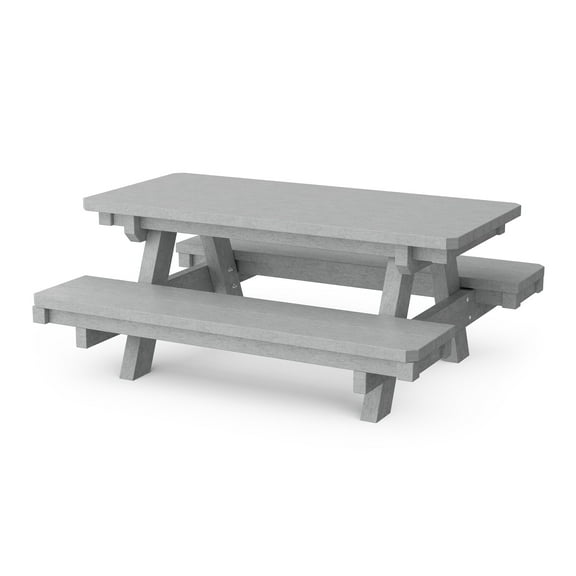 Wildridge Heritage Child's Picnic Table, Light Gray - Outdoor Weather Resistant HDPE Picnic Table for Patio, Porch, Deck, Lawn