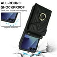 thumbnail image 3 of Crossbody Wallet Case Compatible for Samsung Galaxy Z Flip 7, RFID Blocking Card Slots, Metal Finger Ring, Premium PU Leather Lanyard Shoulder Strap Back Purse Cover Shockproof Case, Black, 3 of 9