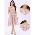 thumbnail image 2 of DARING DIVA Stylish Midi Smocked Floral Dress  M White, 2 of 6