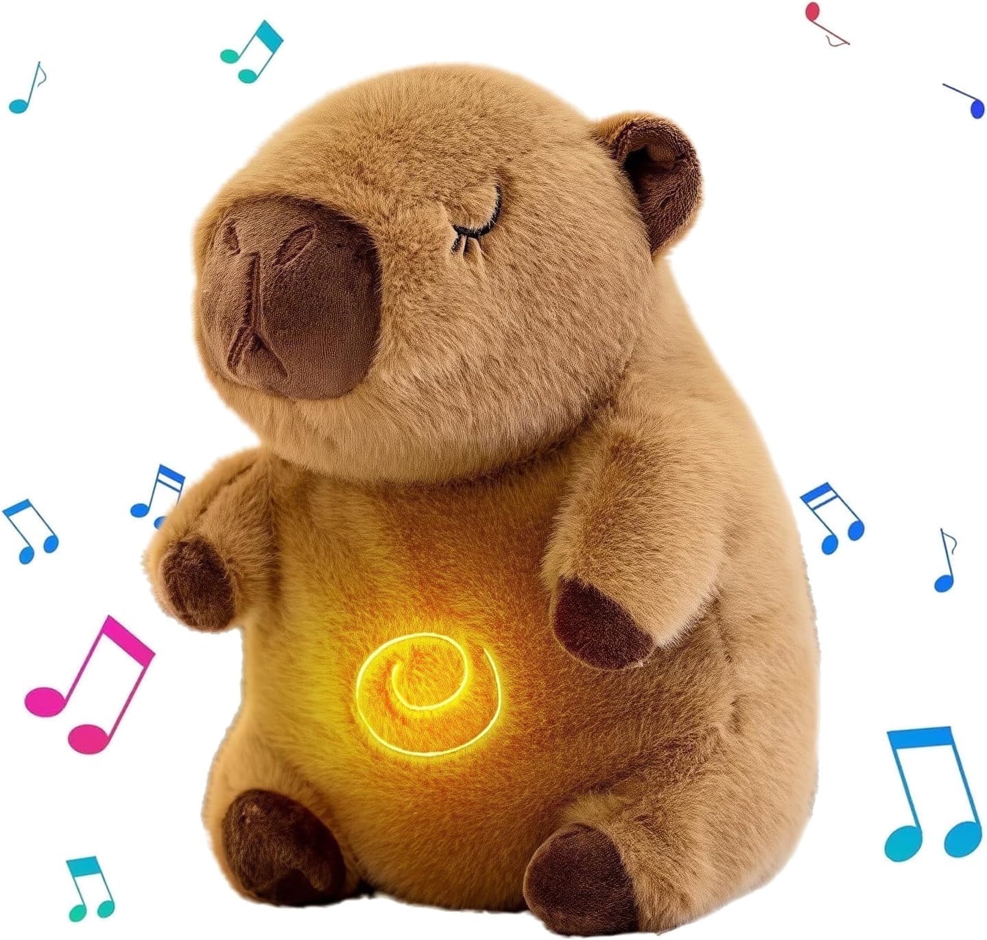 (2 pack) YSZZYSM Capybara Breathing Stuffed Animal, Anxiety Relief, Soothing Music Lights, Portable, Uses Three AAA Batteries (Batteries to Be Provided by The User)