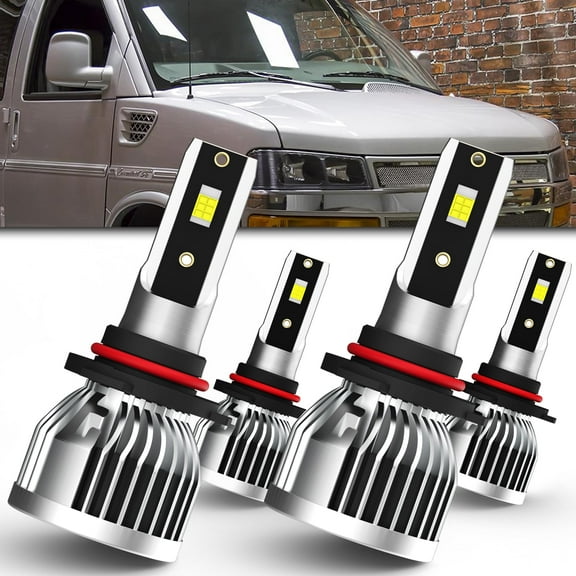 Headlights for Chevy Express 1500 1996-2014 LED Headlight Bulbs,9005/HB3/H10 High &9006 Low Beam,4pcs