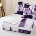 thumbnail image 4 of Homewish Purple Geometric Square Quilt King,Grunge Aesthetic King Coverlet Set,3pcs, 4 of 7