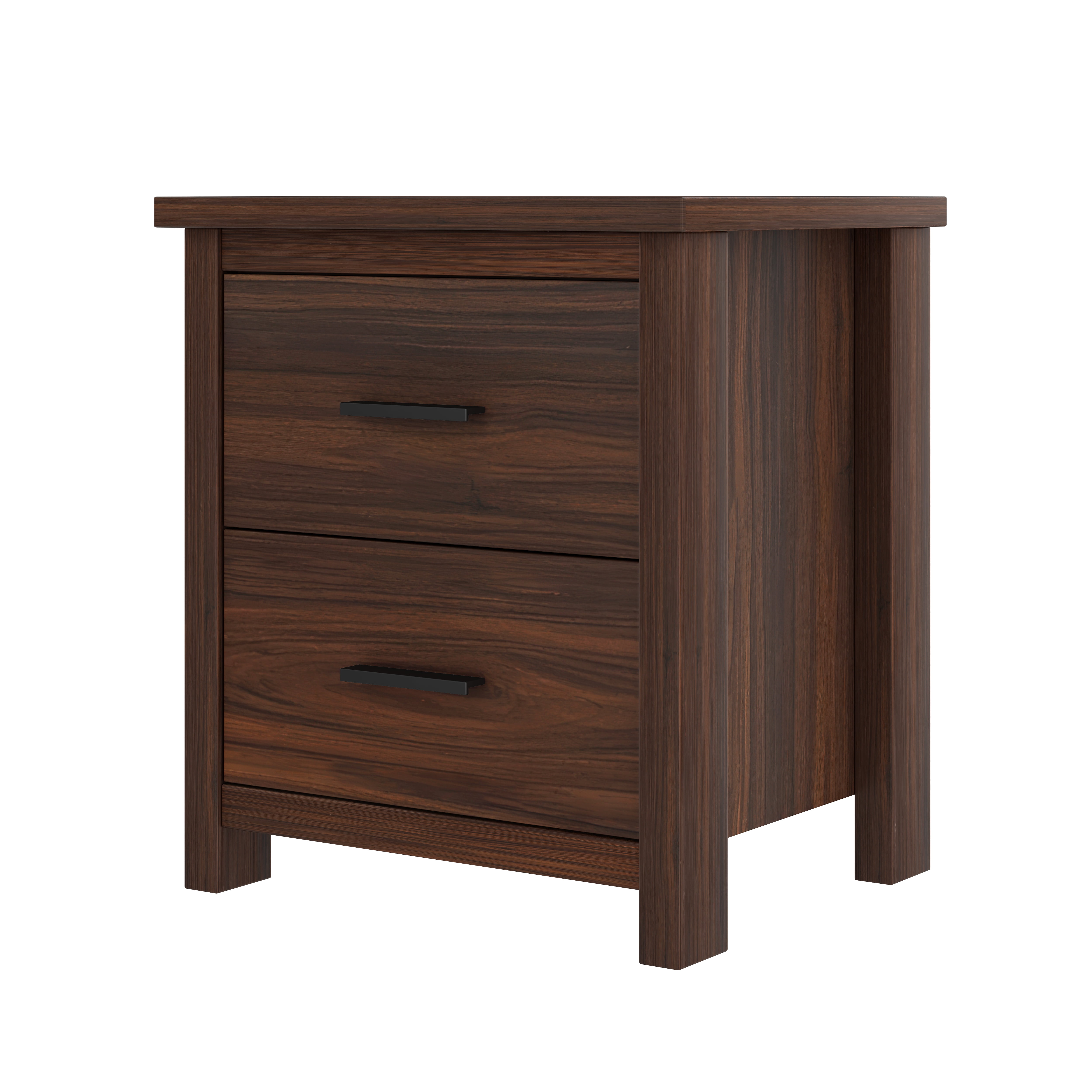 Mintazer 4 Piece Farmhouse Bedroom Set with 2 Nightstand & 5 Drawers Dresser, Queen Size Platform Bed Frame with Storage Headboard & Charging Station for Bedroom, Walnut