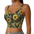 thumbnail image 2 of Fotbe Sunflowers Sujetador Deportivo Largo sin Aros para Mujer con Almohadillas y Soporte Medio, Transpirable y Absorbente, Camiseta Tipo Chaleco o Tank Top-X-Large, 2 of 8