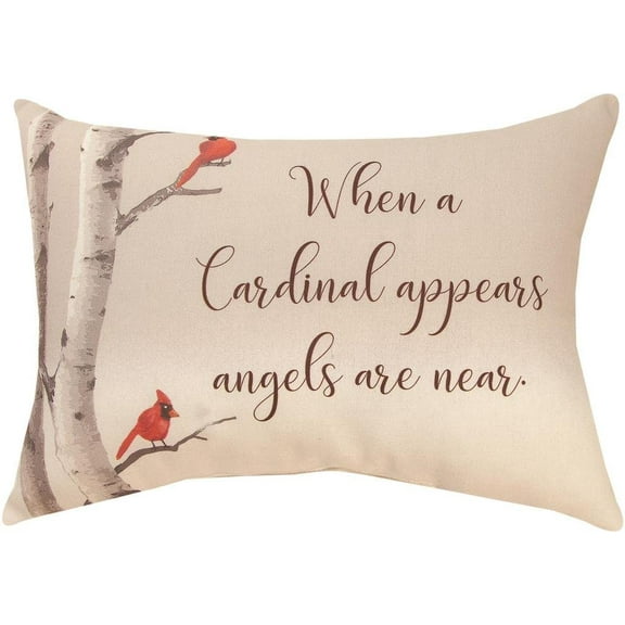 Manual Woodworker When A Cardinal Appears Angels are Near Pillow - Bird Pillow - Outdoor/Indoor Pillow - Decorative Pillow, 18 x 13 Inches