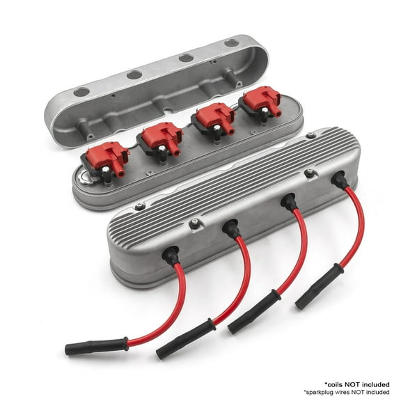 Speedmaster PCE314.1249.03 Compatible with Chevy LS 2pc Finned Vintage Hidden Coil Aluminum Valve Cover - Satin