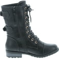 thumbnail image 6 of Forever Women's Mango-71 Faux Leather Military Style Ankle Boots Thick Sole Buckles, 6 of 7