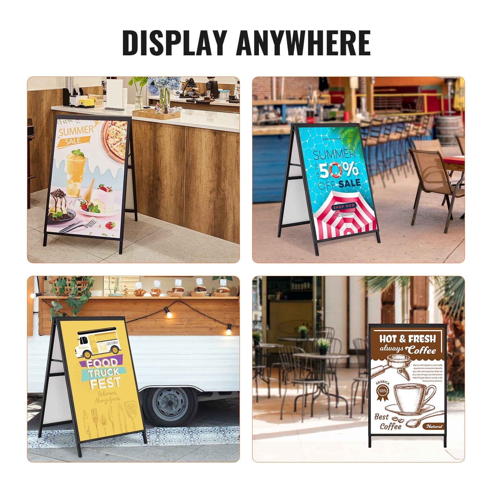 VEVOR Outdoor A-Frame Sidewalk Sign 24x36 inch Sandwich Board Signs