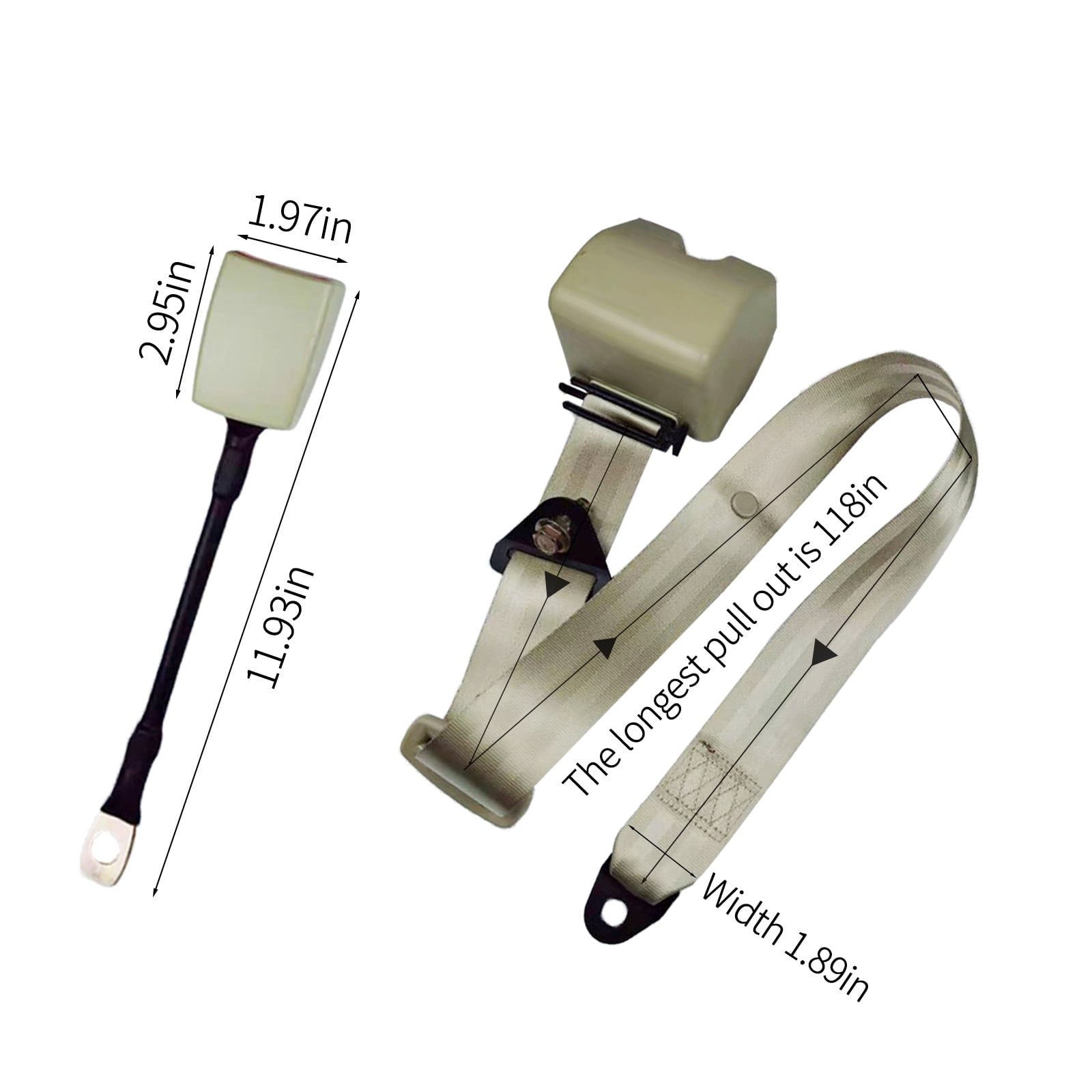 2 Set Universal 3pt Adjustable Retractable Lap Suitable for Modification Belts Kit for Go Kart,Club Golf Cart,Van,UTV,VR, Buggies, Minivan,Pickup and Truck (Beige)