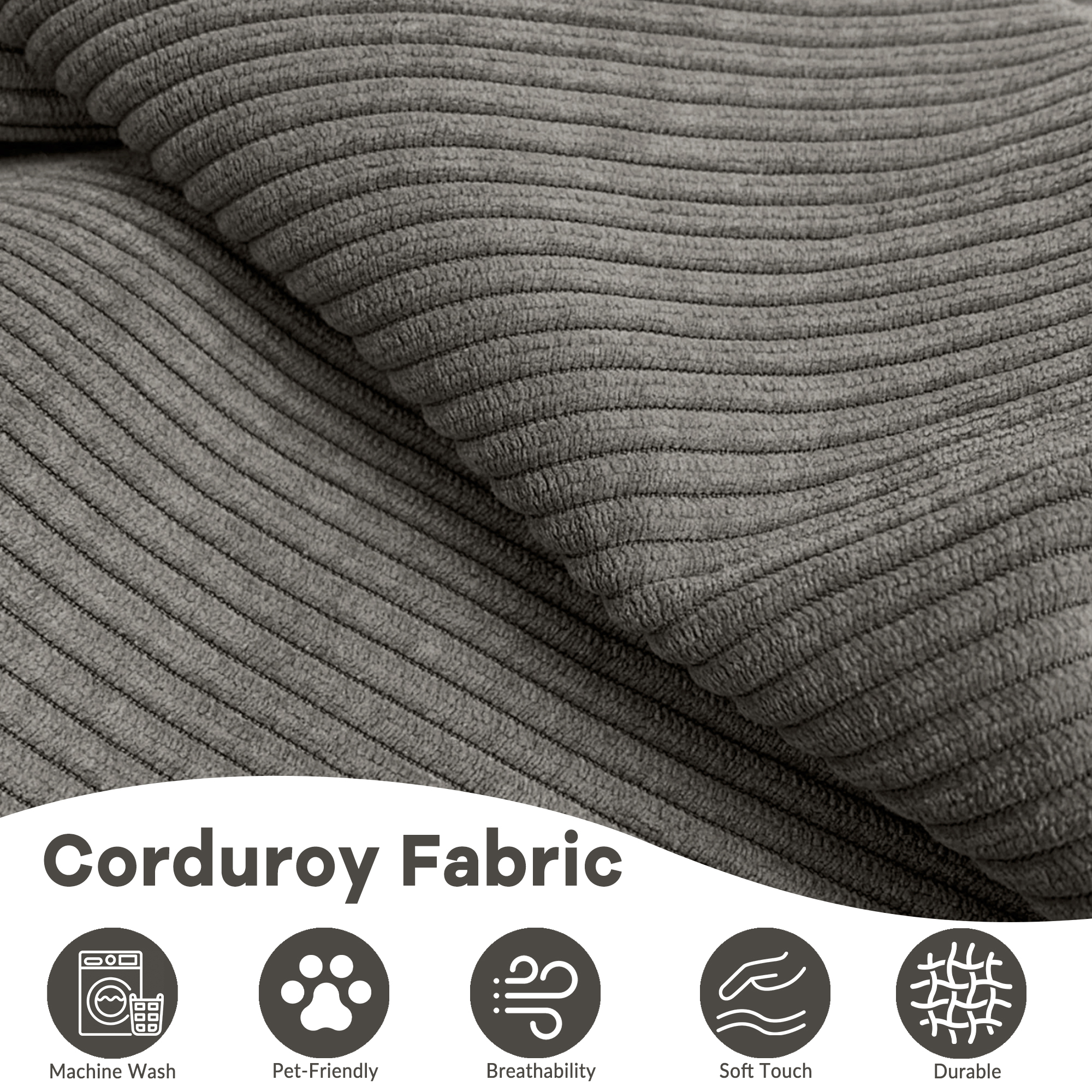 Eyisean 78.8" Corduroy Convertible Sofa Bed with Stainless Fixed-Shape Frame, 4-in-1 Boneless Loveseat with Pull-Out Bed, Lounge Futon Sofa Couch Floor Mattress for Living Room, No Assembly Required