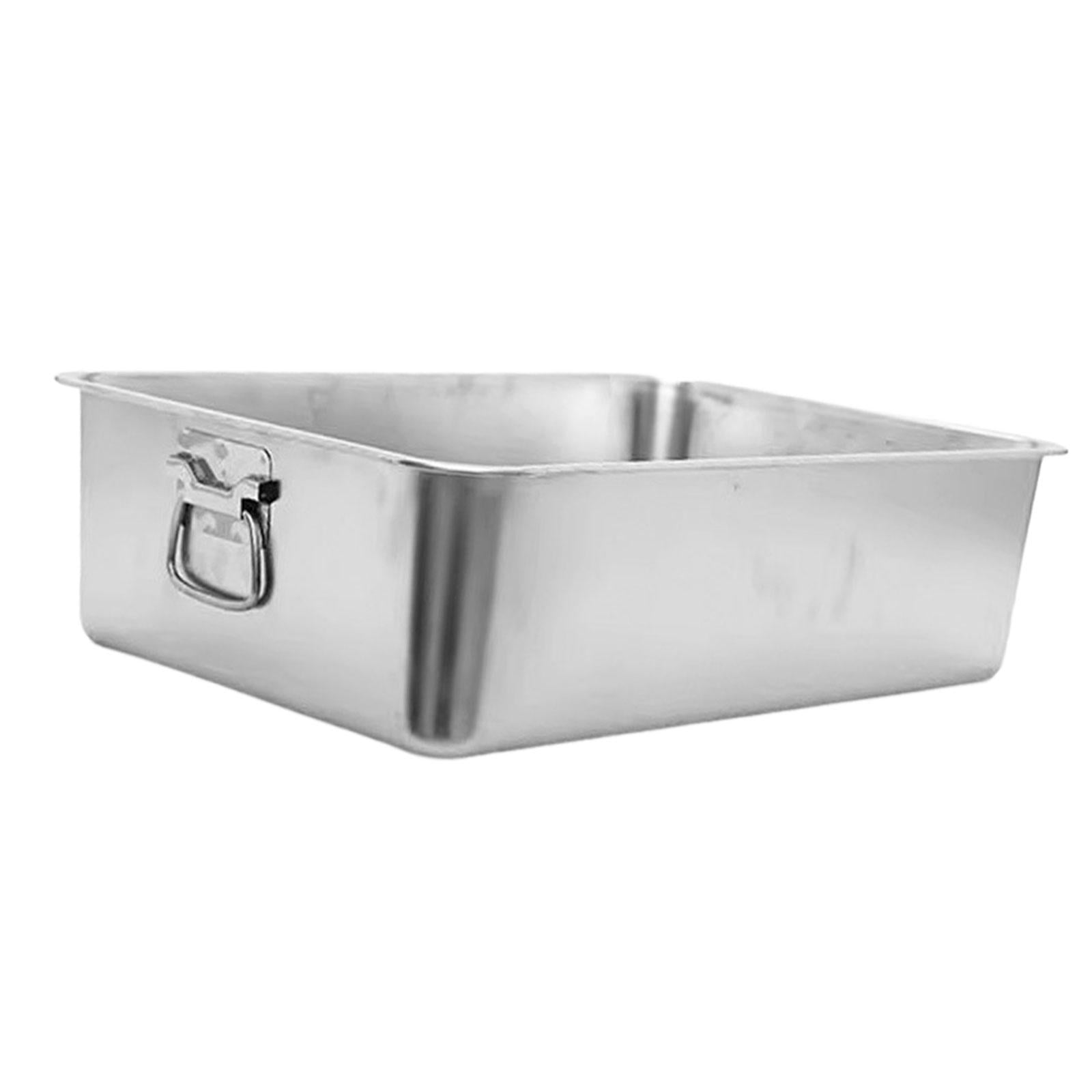 Bvdfgk Stainless Steel Cat Litter Box with Handle Kitten Potty Sturdy Scratch Resistant 45cmx35cmx10cm