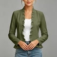 thumbnail image 5 of Hueook Denim Jackets for Women Cropped Long Sleeve Ruffle Open Front Crop Jean Shacket Elegant Fashion Ruffles Cardigan Coat Long Sleeves Army Green S, 5 of 5
