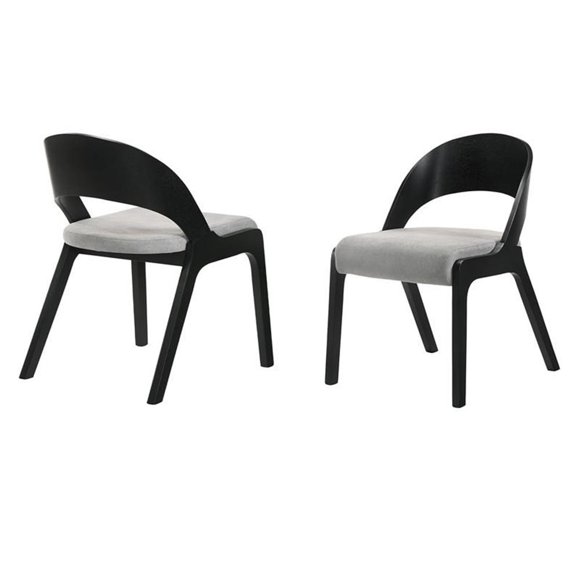 Armen Living Polly Chaises d'Appoint de Salle à Manger en Tissu et Bois, Noir/gris (Ensemble de 2)