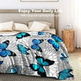 thumbnail image 4 of Butterfly Blanket Beautiful Blue Butterfly Throw Blanket Ultra Soft Flannel Butterflies Blanket Gifts for Kids Adults 50"X40", 4 of 6