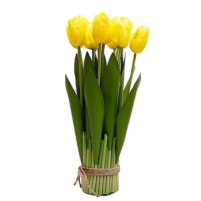 (Un paquete de 12) 12 tulipanes Tianshan en maceta flores artificiales de interior tulipanes simulados flores de mesa flores decorativas arreglos florales arte floral - amarillo